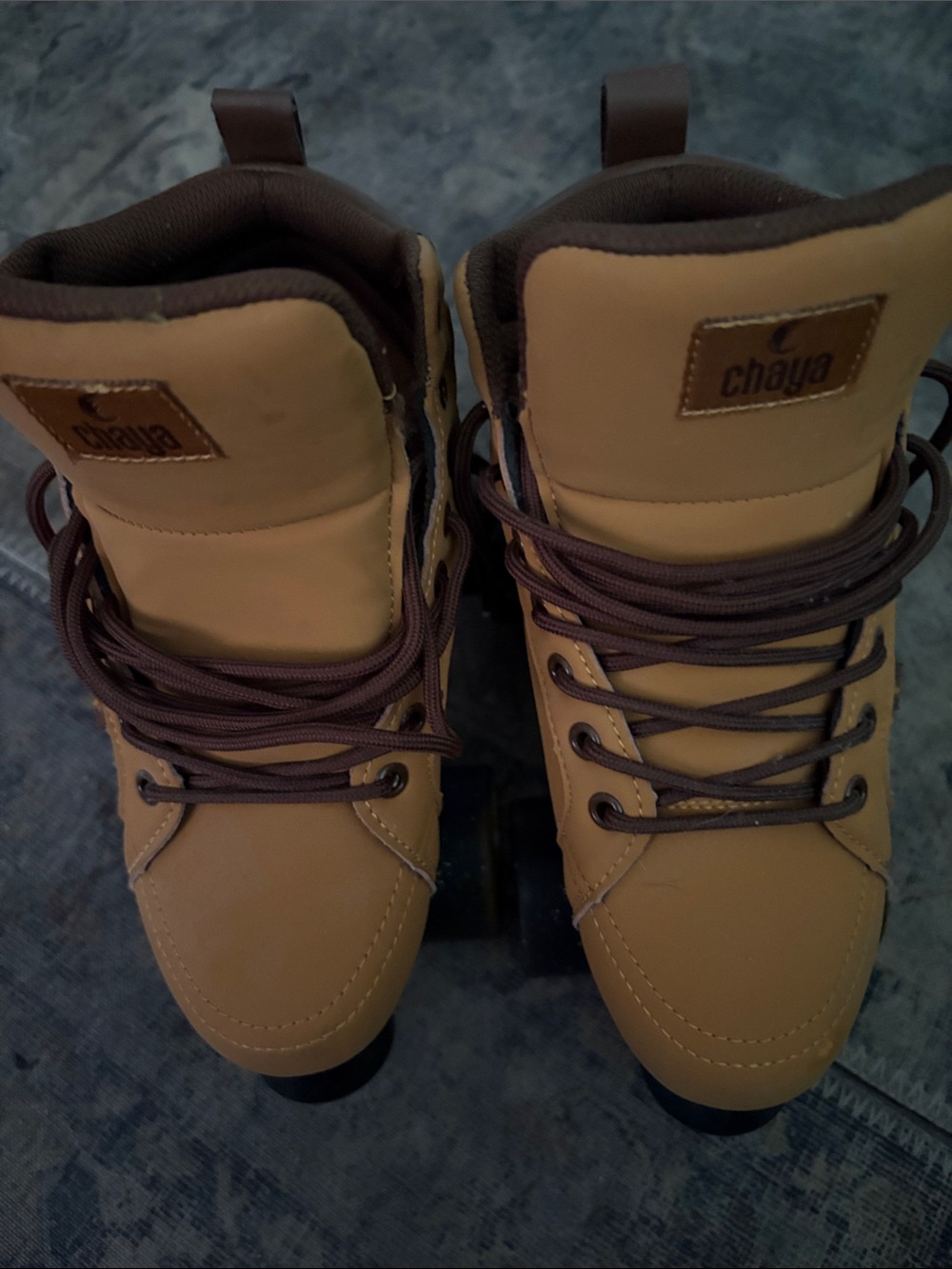 Chaya Kids Tan High-Top Lace-Up Roller Skates